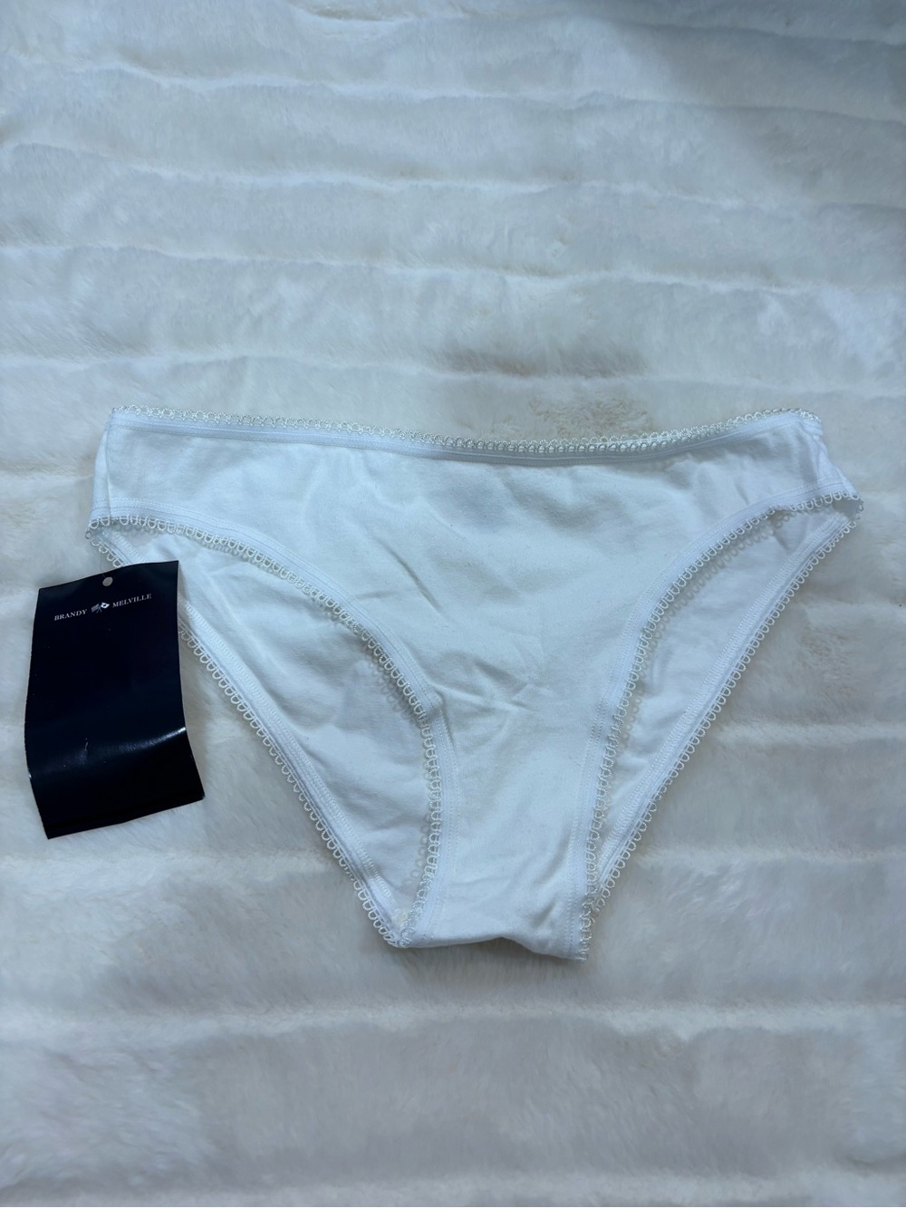 Brandy Melville White underwear with Scallop Trim